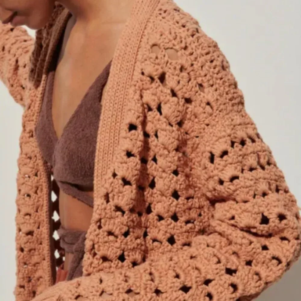 Rachel Comey Sapele Crochet Cardigan Clay Size S Cotton - Picture 1 of 7